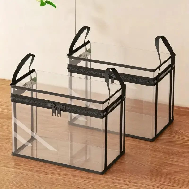 📦Large Clear Thick Plastic Storage Box with Hinged Lid Heavy-Duty Durable High Capacity Organizer, Perfect for Home, Camping, Travel, Attic and Moving