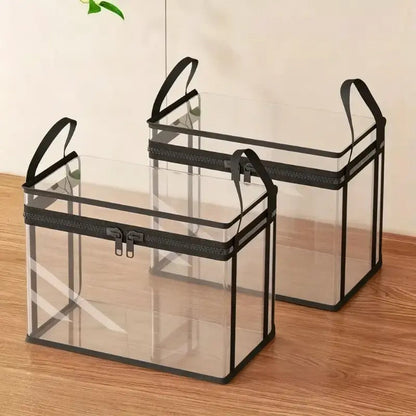 📦Large Clear Thick Plastic Storage Box with Hinged Lid Heavy-Duty Durable High Capacity Organizer, Perfect for Home, Camping, Travel, Attic and Moving