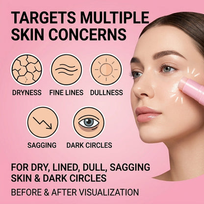FLEXQW PDRN Pink Collagen Volume Multi Balm Stick - with 5% Volufiline & Retinol | Instant Plumping, Anti-Wrinkle & Firming Treatment for Eyes, Lips, and Neck (10g)