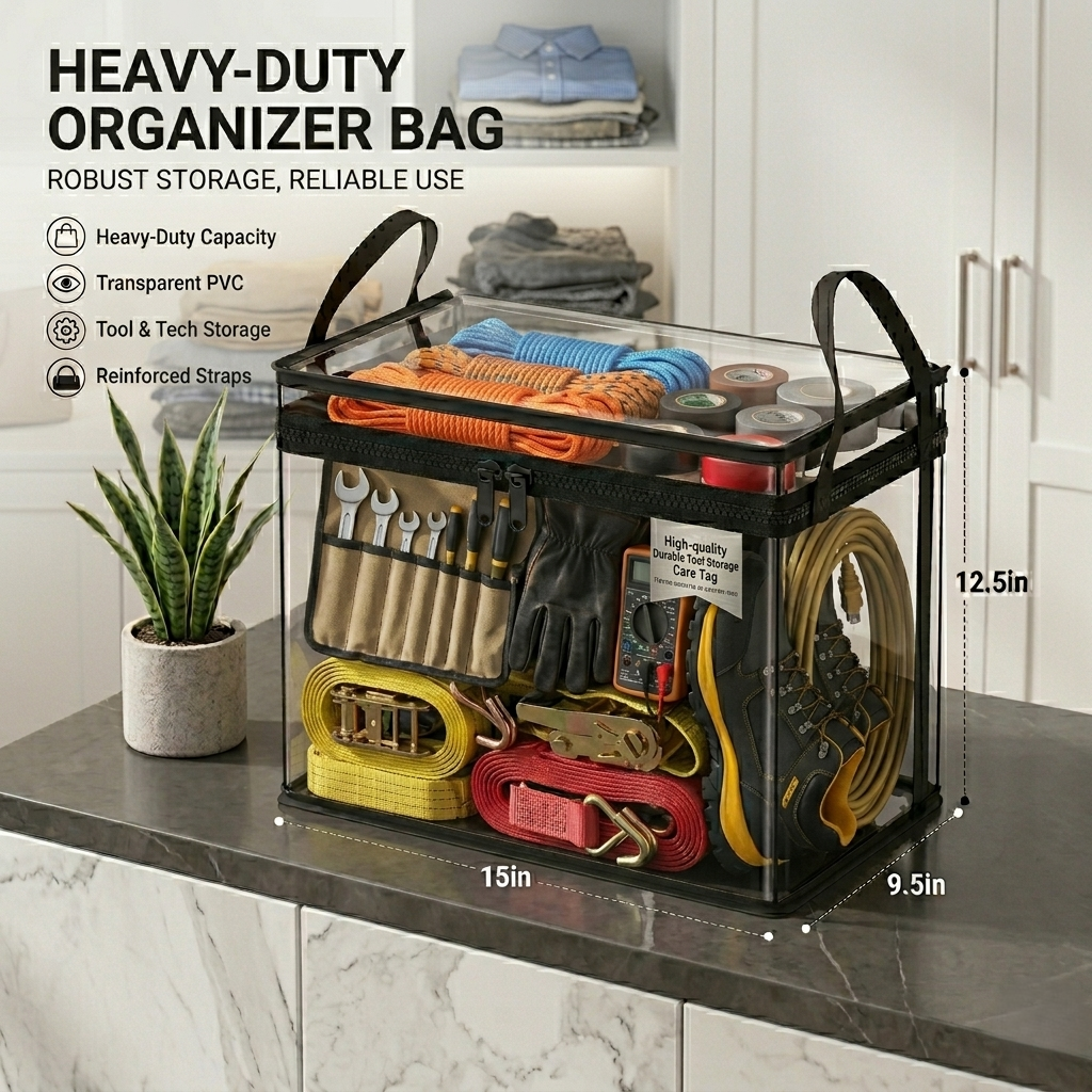 📦Large Clear Thick Plastic Storage Box with Hinged Lid Heavy-Duty Durable High Capacity Organizer, Perfect for Home, Camping, Travel, Attic and Moving