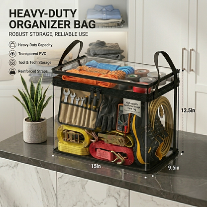 📦Large Clear Thick Plastic Storage Box with Hinged Lid Heavy-Duty Durable High Capacity Organizer, Perfect for Home, Camping, Travel, Attic and Moving