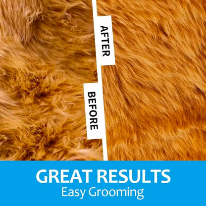 2-in-1 Stainless Steel Pet Dematting Comb, Double Sided Undercoat Rake, Anti-Slip Grooming Deshedding Brush for All Coat Types Dogs & Cats
