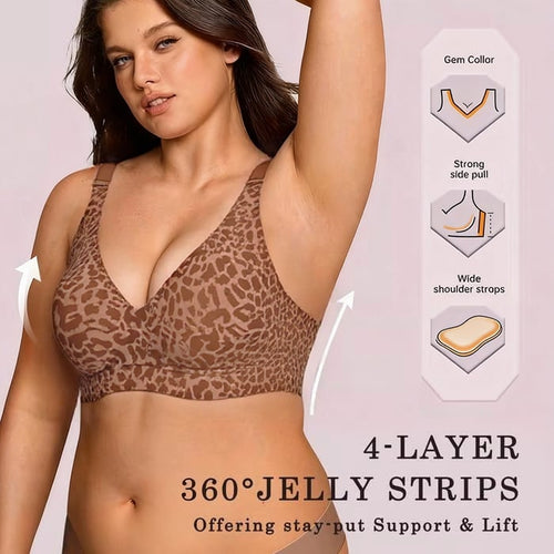 🏆LAST DAY SALE 60% OFF 🔥Super Firming Leopard Print Jelly  Bra | Women Wirefree Bras 👍No More Sagging Breasts
