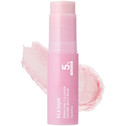 FLEXQW PDRN Pink Collagen Volume Multi Balm Stick - with 5% Volufiline & Retinol | Instant Plumping, Anti-Wrinkle & Firming Treatment for Eyes, Lips, and Neck (10g)