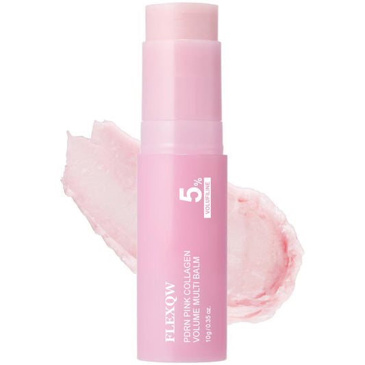 FLEXQW PDRN Pink Collagen Volume Multi Balm Stick - with 5% Volufiline & Retinol | Instant Plumping, Anti-Wrinkle & Firming Treatment for Eyes, Lips, and Neck (10g)